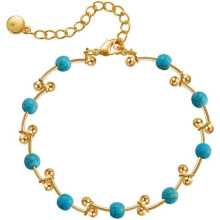 Turquoise beaded bracelet gold plated 18K