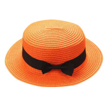 AWZXDE Classic Floppy Bow Straw Hat for Women Men Summer Beach Sun Wide Brim Boater Cap for Outdoor Garden Party Orange