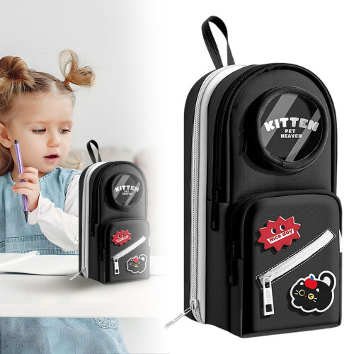 Backpack Pencil Case Art Marker Storage Canvas Makeup Pocket Small Gadget Bag Organizer Random