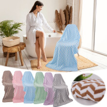 Velvet Bath Towel Wrap for Men Women | Large 70x140cm | Plush Polyester | High Absorbency | Thickened Durable Construction | Blue White | Single