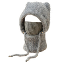 Dames gebreide muts en sjaal set - Grijs, One Size