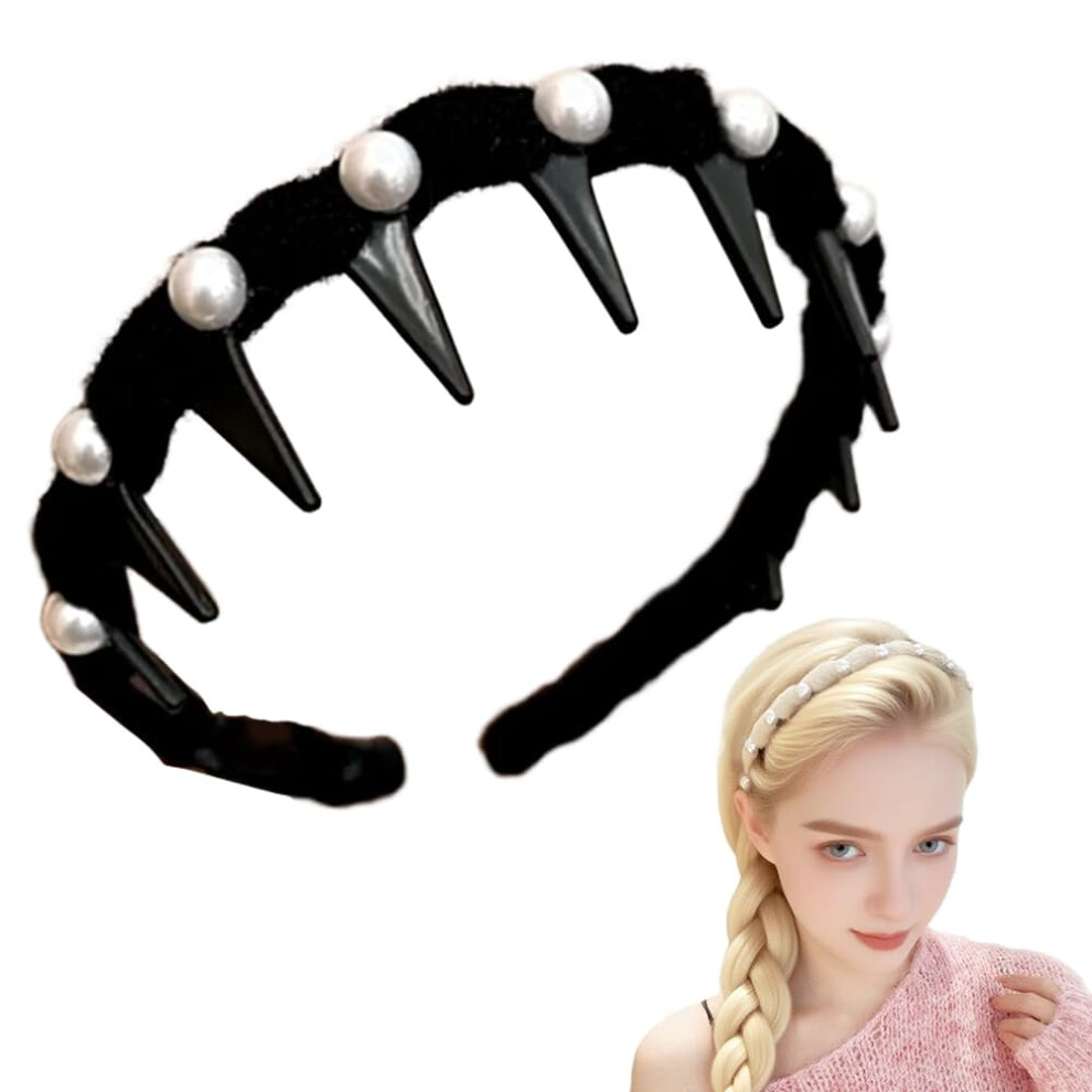 U-Shaped Tooth Comb Headband with Pearls for Women