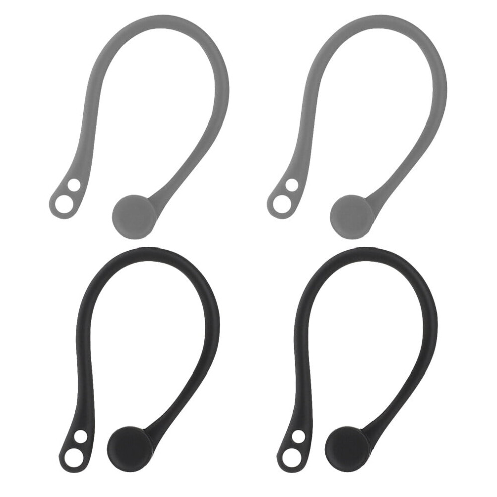 2 Pairs Comfortable Earphone Ear Hooks Silicone Earbuds Covers Anti Holders Compatible With Airpods For Running Jogging Cycling () Grey/Black 9353595577961