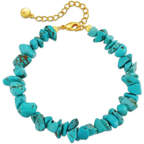 Turquoise beaded bracelet 18K gold plated