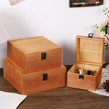 Wooden Storage Box with Flipping Cover & Latch, Brown, 13.8x13.8x10cm, Multi-Use for Office/Home – 1pc