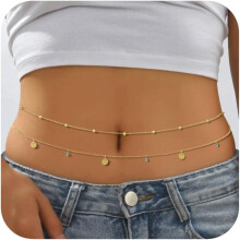 Women's Waist Chain with Pearl Beads, Adjustable 2-Piece Set