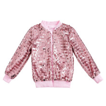 AWZXDE Shine Girls Baseball Jacket Soft Loose Fit Outerwear For Fall Casual Wear And School Pink