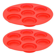 2Pcs 7 Hole Silicone Muffin Baking Pan Silicone Muffin Cake Tray 7 Hole Nonstick Baking Molds for Air Fryer Treats