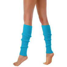 AWZXDE Womens Neon Ribbed Leg Warmers 80s 90s Style Colorful Fluorescent Wool Knitted Sleeves For Party cozy socks Sky Blue