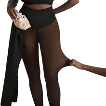 Women's Sheer Black Tights - Spring & Autumn Plush Thermal Pantyhose Coffee M