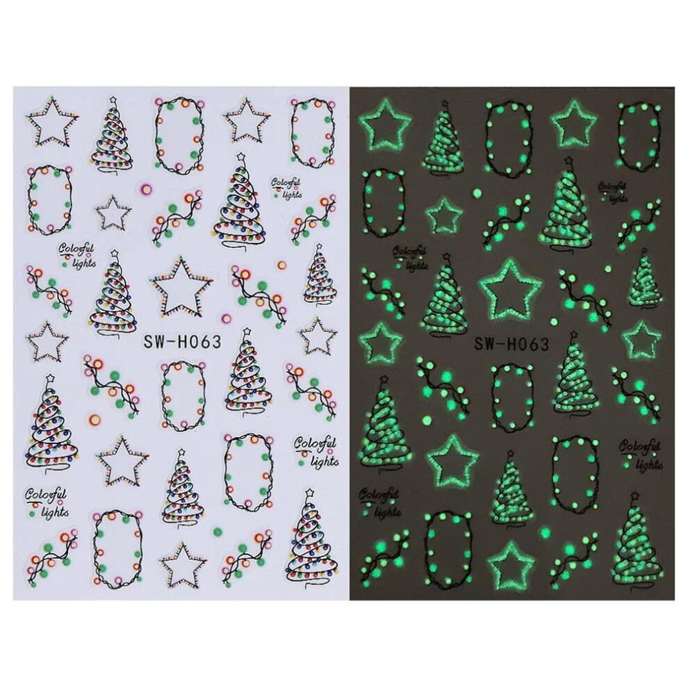 Snowflake Nail Stickers Embossed Christmas 24pcs