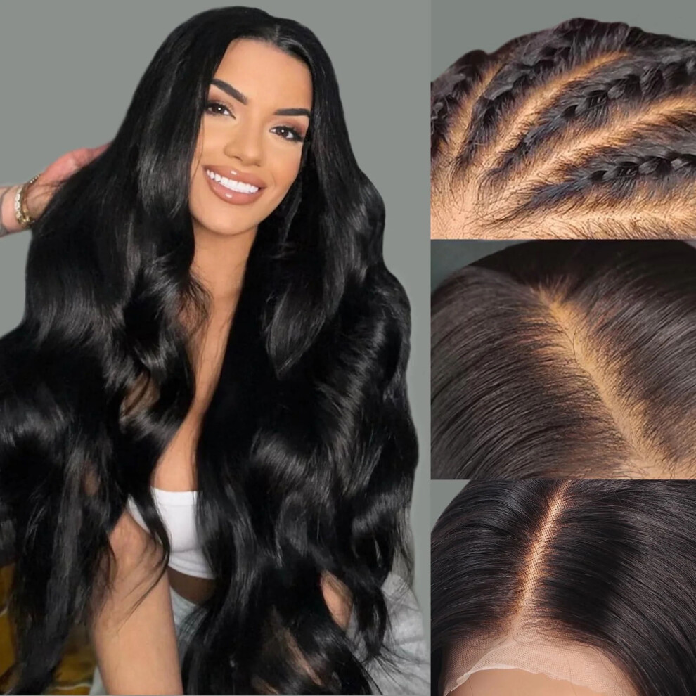 Unisex Black Wig For Women Long Wavy Wigs Hair Wigs Long Curly Middle Part Wigs Heat Resistant Synthetic Wig