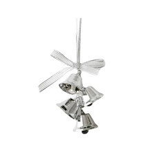Christmas Bell Bow Ornament Christmas Hanging Decoration for Car Celebration Silver