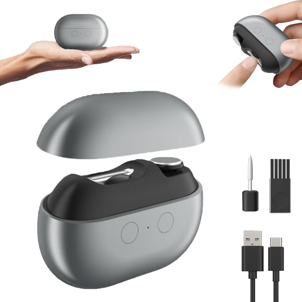 Light/Gray Easyclip Smart Nail Clipper, /Graddi/Solymody/Gowebs/Goredny Easy Clip Nail Clipper, With Polishing Led Usb Rechargeable (Gray)
