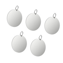 5Pcs 0.8" Engraving Discs Flat Necklace Stainless Steel Round Blank Pendant Tags