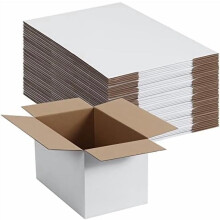 Small Shipping Boxes 8x8x4 Inch set of 40, White Corrugated Cardboard Boxes for Small Business, Mailing, Moving and Storage