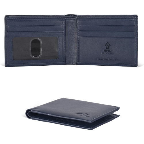 Men's Slim Leather Wallet with RFID Blocking and ID Window