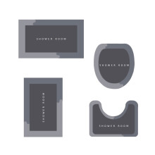Grey Bathroom Toilet Mat Set With 4 Pieces For Full Coverage And Decorative Use With Absorbent Material