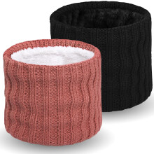 Winter Fleece Warmer Gaiter Cold Weather Cover Knitted Wide Stripes Ski for Boys Girls