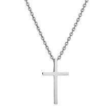 This minimalist men's stainless steel cross pendant from exudes style and elegance. Suitable for everyday wear, it complements various outfits.