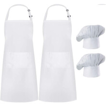 Chef Apron and Hat Set White 2 Pack