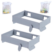 Foldable Trash Bag Holder Wall-Mounted Gray 2Pcs