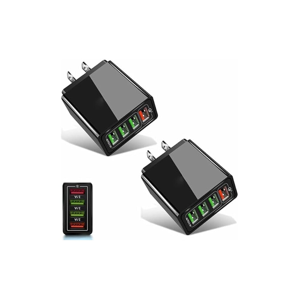 Hyper Charge Pro 4-Port Qc3.0 Charger Hub With Smart Power Detection, Compatible With Iphone & Android (2Pcs ) Black 9496895180803