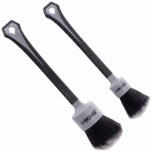 Car Cleaning Kit with Extra Soft Bristles, 2-Pack (1" & 1.5" Brush Heads), Black/Gray