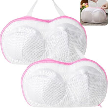 2-Pack Large Bra Laundry Bags for Washing Machine, Lingerie Wash Protector (Pink), Compatible with All Machines