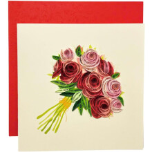 Handcrafted 3D Quilling Rose Greeting Card – Blank Inside, Includes Envelope, Ready to Gift for Valentine's, Anniversary, Birthday & More