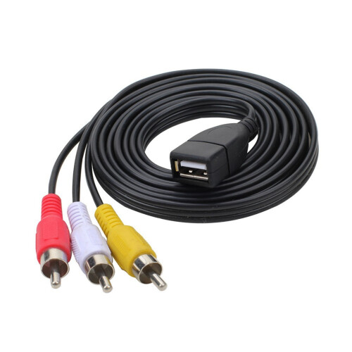 Θηλυκό USB σε 3RCA αρσενικό προσαρμογέα σύνθετου βίντεο HDTV μετατροπέας καλωδίου