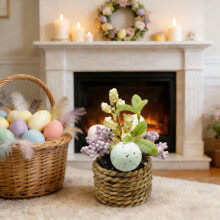 Adornos de Pascua con forma de huevo | Huevos decorativos de plástico marrón para la decoración de Pascua en el hogar y la oficina | Juego de 3