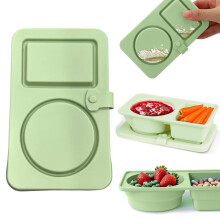 Boîtes à goûter en silicone à double compartiment avec couvercles – Boîte à salade de voyage pour vinaigrette, pique-nique et déjeuner