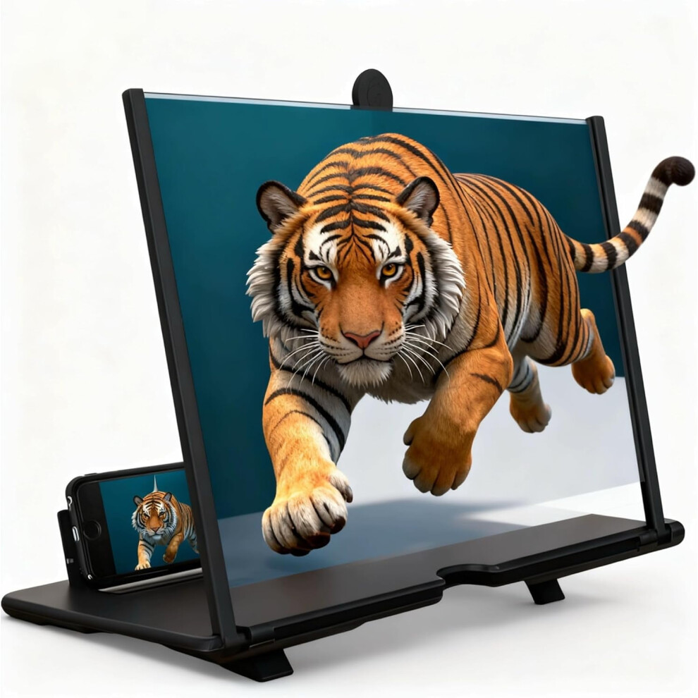 12" Hd Foldable Phone Screen Magnifier For Movies, Videos & Games Â Lightweight, Clear Display (Black) Black 9450273978536