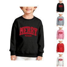 Boys Long Sleeve Crewneck Letter Print Sweatshirt Soft Casual Pullover Top For Kids Fall Winter Holiday Outfit