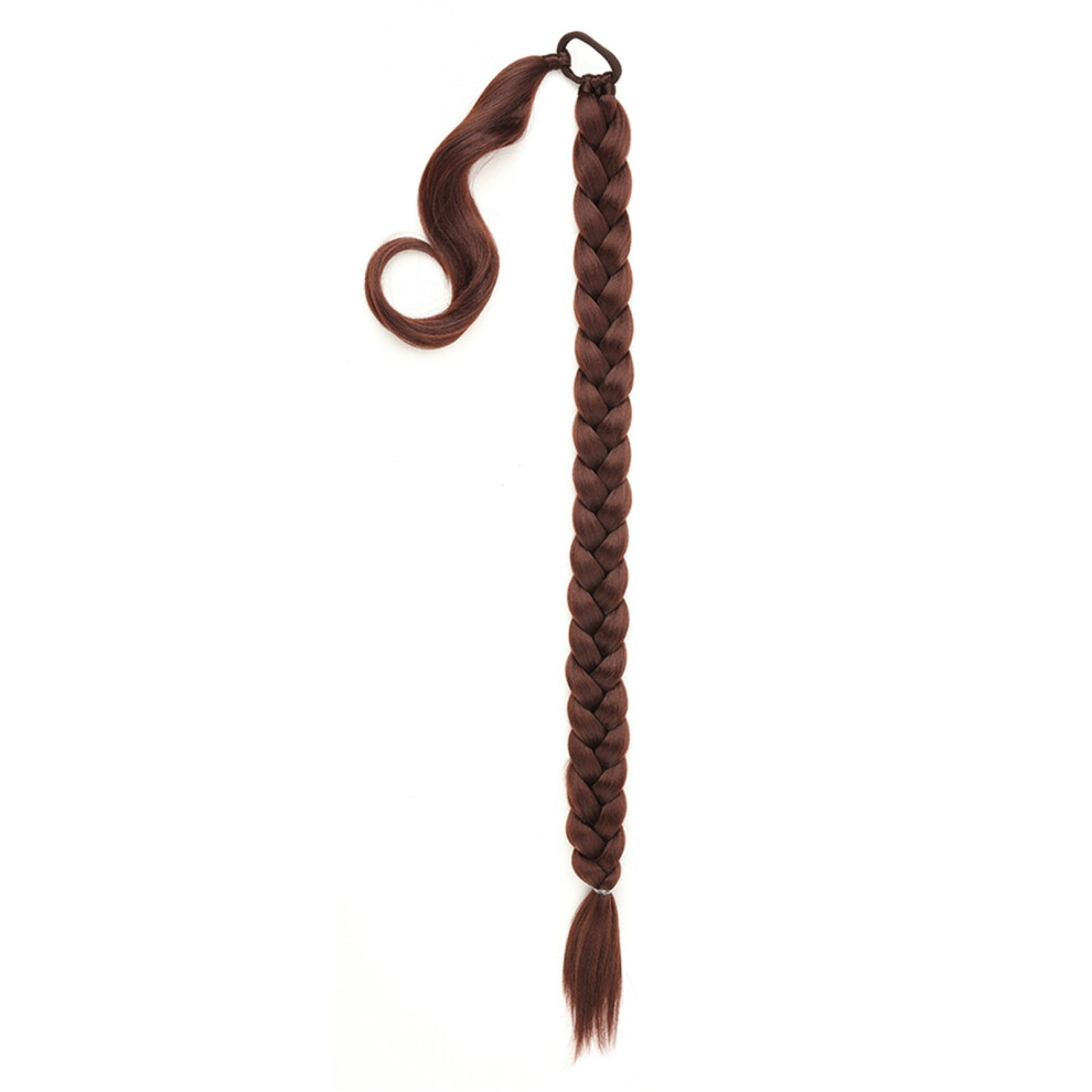 Unisex Grain Long Synthetic Braided Ponytail Extension With Hair Tie Straight Wrap Around Hair Extensions