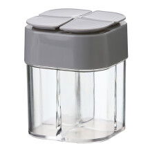 4-in-1 Plastic Salt & Pepper Shaker, 4-Grid Flip Travel Spice Container with Lid & Labels – Compatible with BBQ, Cooking