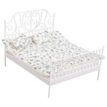 Letto antico per case delle bambole in scala 1/12, decorazione, mobili con materasso e biancheria da letto rimovibili, modellismo, scene in