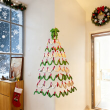 Kit de sapin de Noël d'angle à monter soi-même avec motif queue de chat, fil épais et polyester vert – Montage facile, décoration d'intérieur