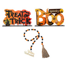 Viacposchodový dekoratívny podnos na Halloween, halloweenske párty dekorácie, drevené nápisy, dĺžka lana 45 cm