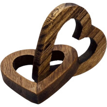 Ornement en bois en forme de cœur entrelacé, panneaux en bois en forme de cœur, blocs de table creux en forme de cœur, décoration intérieure