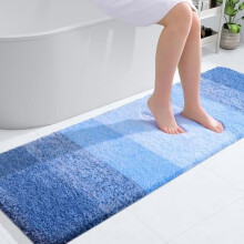 Tapis de couloir de salle de bain 150 x 51 cm, bleu roi clair, microfibre extra douce et absorbante, envers en caoutchouc, séchage rapide et lavable