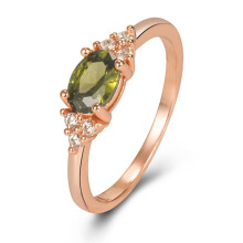 Fashion Rose Gold Peridot Ring Female Europe And The United States Border Light Inlaid Zirconia Finger Ring Hand Jewelry Trendy Rings Set