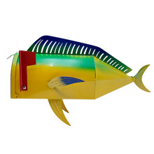 Colorful Bass Fish Mailbox for Outside of Residential Home, Rural Mailbox Constructed of Metal with a Plastic Overmold, UV Resistant