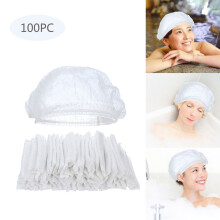 100Pcs Disposable Caps Chef Hat for Restaurant Kitchen Hotel and Home Cater Ing Service Non-Woven Elastic Hair Cover In White