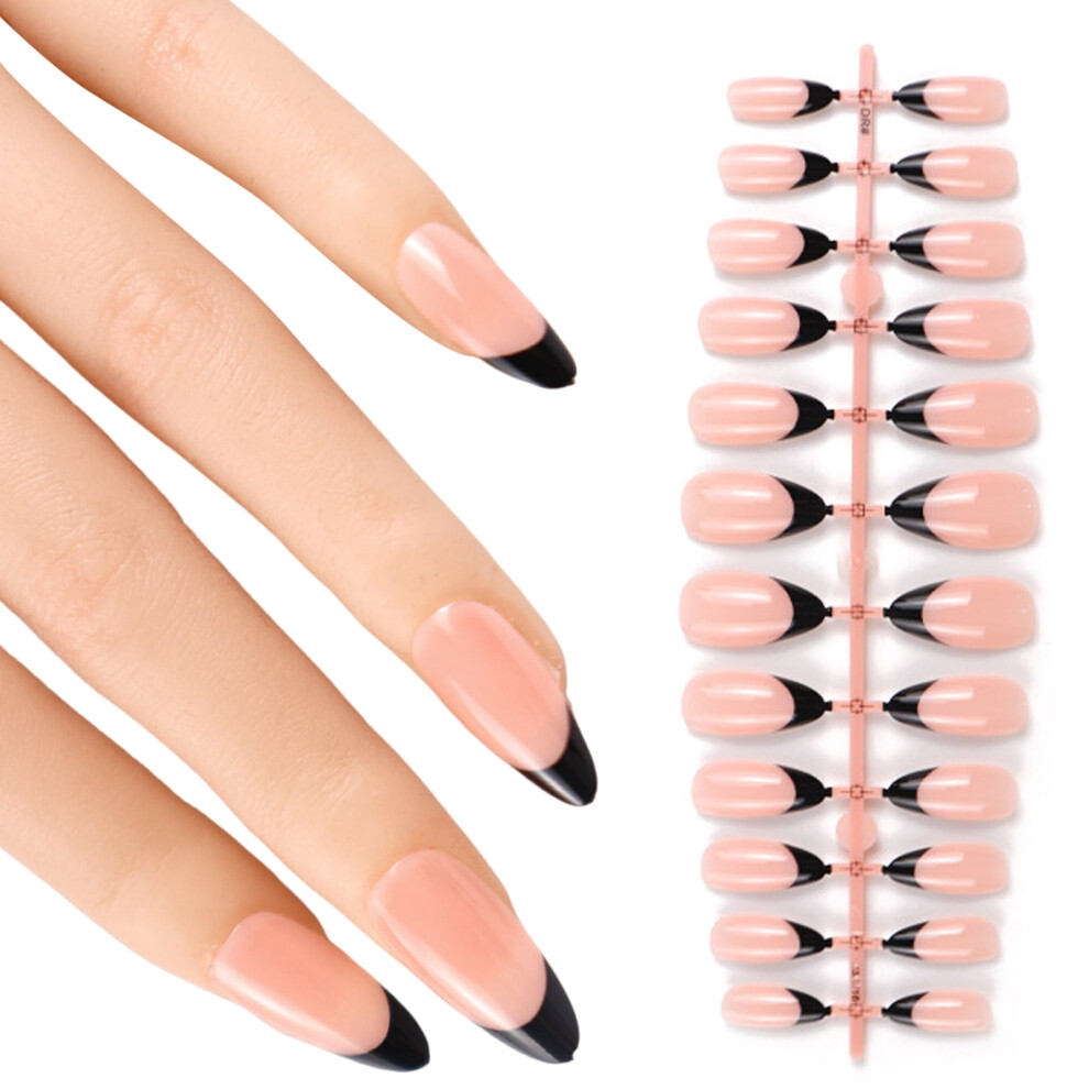 600x/Box French Tip False Nails Almond Press On Artificial Nails Full Cover On Manicures Supplies