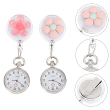 2Pcs Retractable Pocket Watch for Nurses with Large Arabic Numbers Assorted Colors