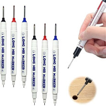 2-Pack 20mm Deep Hole Marking Pen for Wood/Metal/Ceramic – Waterproof, Long Nib, 60mm Ruler, DIY & Carpentry Compatible