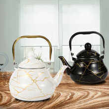 Black Enamel Heating Water Pot for Tea Making, 1 Piece, Ideal for Adults and Office Use