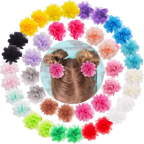 Blomsterhårspenner til jenter – chiffon, 20 stk.